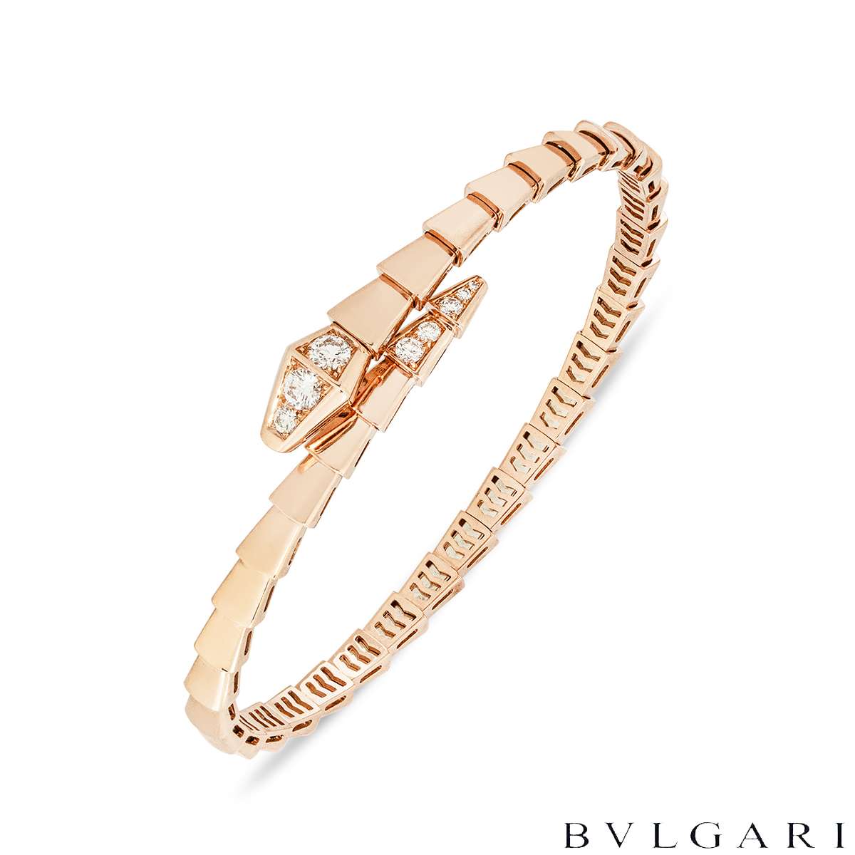 Bvlgari Rose Gold Serpenti Viper Diamond Bracelet Size Medium 360709 Bvlgari Rose Gold Serpenti Viper Diamond Bracelet Size Medium 360709